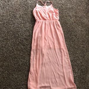 Pink casual long dress